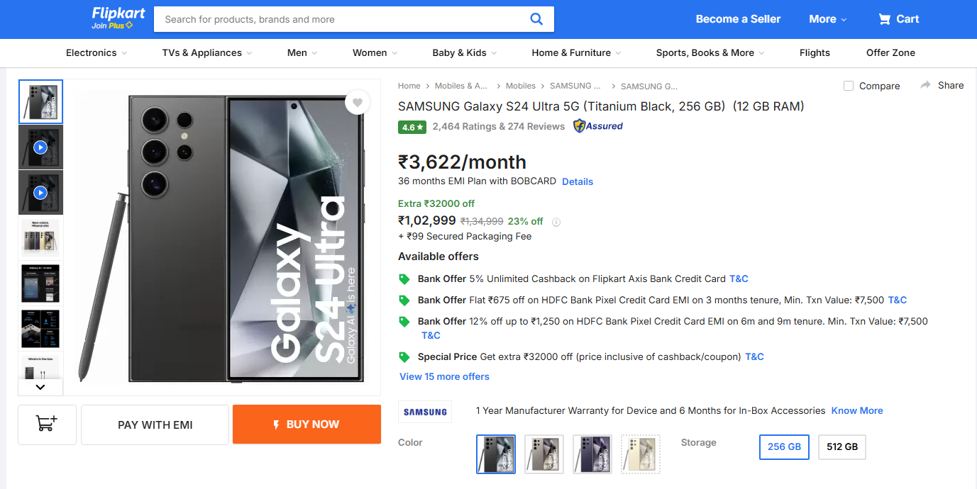 samsung galaxy s24 ultra 5g at a shocking rs 69599