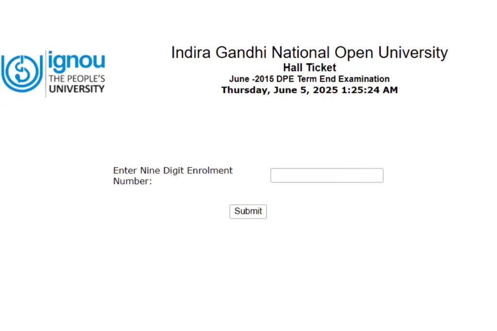 IGNOU 2025 Hall Ticket Release